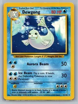 Dewgong Base Set #025/102 Uncommon Pokemon Card - Image 1