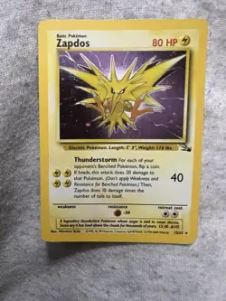 Pokemon TCG Zapdos Holo Rare Card 15/62 Fossil Base Set, Vintage 1999 - Image 1