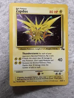 Pokemon TCG Zapdos Holo Rare Card 15/62 Fossil Base Set, Vintage 1999 - Image 3