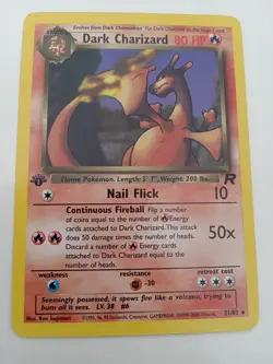1st Edition NON HOLO Dark Charizard Pokemon Card #21/82 - Image 1