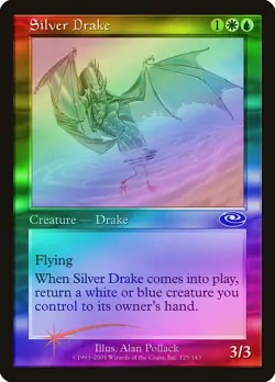 Silver Drake FOIL Planeshift PLD White Blue Common MAGIC MTG CARD ABUGames - Image 1