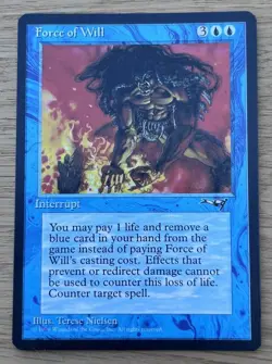 Magic The Gathering Force Of Will Alliances Blue Interrupt Card MtG - Image 1