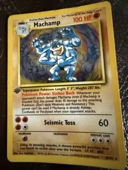 Pokemon TCG Machamp Base Set 8/102 Holo Rare 1st Edition 1999 Wizards Card - Image 1