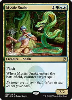 Mystic Snake Masters 25 NM Blue Green Rare MAGIC THE GATHERING CARD ABUGames - Image 1