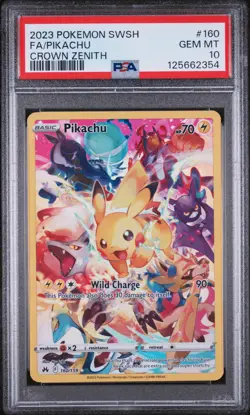 2023 POKEMON SWORD & SHIELD CROWN ZENITH #160 FULL ART/PIKACHU PSA 10 - Image 1