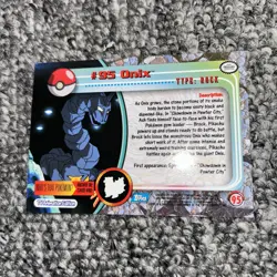Onix #95 Topps TV Animation Edition Blue Logo Non Holo Pokemon Card - Mint - Image 2