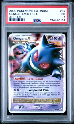 2009 POKEMON PLATINUM ARCEUS #97 GENGAR LV.X-HOLO PSA 1 - Image 1