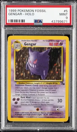 1999 POKEMON FOSSIL #5 GENGAR-HOLO PSA 9 - Image 1