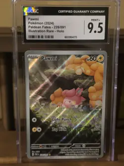 Pawmi Pokemon Card Paldean Fates 226/091 Illustration Rare Holo Mint 9.5 - Image 1