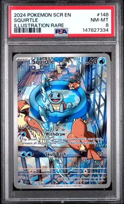 2024 POKEMON SCR EN-STELLAR CROWN ILLUSTRATION RARE 148 SQUIRTLE PSA 8 NM-MT - Image 1