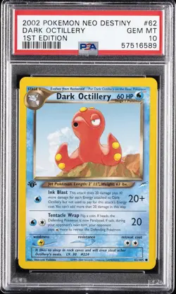 2002 POKEMON NEO DESTINY 1ST EDITION #62 DARK OCTILLERY PSA 10 - Image 1