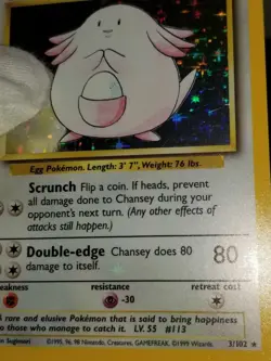 [Error] [MP] English Base Set Unlimited Chansey 3/102 Holo Pokemon TCG - Image 2