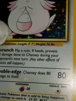 [Error] [MP] English Base Set Unlimited Chansey 3/102 Holo Pokemon TCG - Image 3