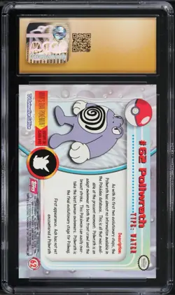 1999 Topps Pokemon Series 1 Fourth Print Red Logo Poliwrath #62 CGC 10 PRISTINE - Image 2