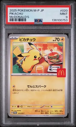 2025 POKEMON JAPANESE M-P PROMO MCDONALD'S #020 PIKACHU PSA 9 - Image 1