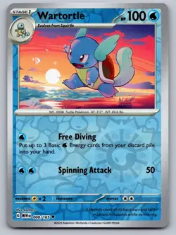 Wartortle 008/165 Uncommon 151 Pokemon Reverse Holo Near Mint - Image 1