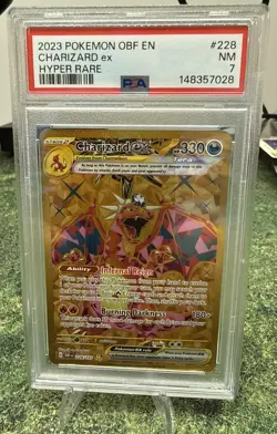 2023 POKEMON OBF EN-OBSIDIAN FLAMES HYPER RARE #228 CHARIZARD EX PSA 7 - Image 1