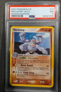 POKEMON CARD MACHAMP HOLO SWIRL 11 EX POWER KEEPERS #11 GRADED PSA 7 VINTAGE - Image 1