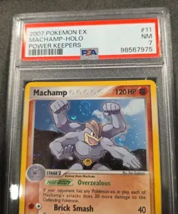 POKEMON CARD MACHAMP HOLO SWIRL 11 EX POWER KEEPERS #11 GRADED PSA 7 VINTAGE - Image 4