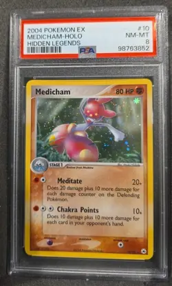 POKEMON CARD MEDICHAM HOLO RARE 10 EX HIDDEN LEGENDS #10 GRADED PSA 8 POP 46 - Image 1