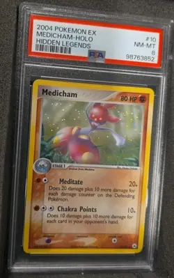 POKEMON CARD MEDICHAM HOLO RARE 10 EX HIDDEN LEGENDS #10 GRADED PSA 8 POP 46 - Image 2