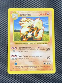 Arcanine 023/102 Base Set (Shadowless) Regular Vintage Pokemon TCG LP/NM - Image 1