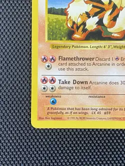 Arcanine 023/102 Base Set (Shadowless) Regular Vintage Pokemon TCG LP/NM - Image 5