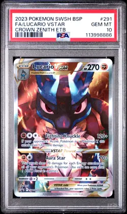 2023 POKEMON SWSH BLACK STAR PROMO #291 FULL ART/LUCARIO VSTAR PSA 10 - Image 1