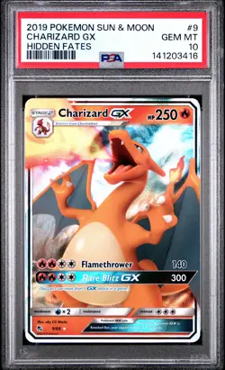 2019 POKEMON SUN & MOON HIDDEN FATES #9 CHARIZARD GX PSA 10 - Image 1