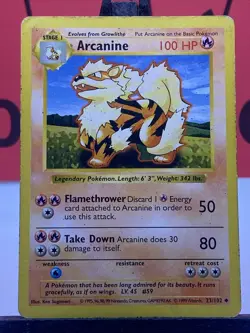Arcanine 23/102 Base Set Uncommon Shadowless 1999 WOTC Pokemon TCG MP - Image 3