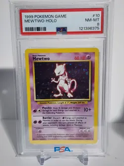 1999 Pokemon Game Mewtwo Holo Base Set 10/102 PSA 8 NM MT - Image 1