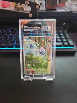 Pokemon TCG Meditite Stellar Crown Holo Illustration Rare Card 153/142 TAG 10 - Image 1