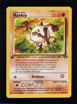 Mankey Spanish 1st Ed. Pokemon Jungle #55 1999 READ - Image 1