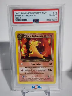 2002 Pokemon Neo Destiny Dark Typhlosion Holo 10/105 PSA 8 NM MT - Image 1