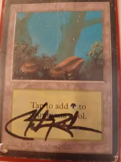 Chris Rush Signed Beta Forest (C) MTG VG condition - Image 1