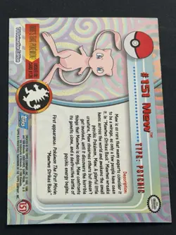 Pokemon Topps 2000 Pokemon Mew #151 TV Animation Series 3 Blue Label Non-Holo - Image 2
