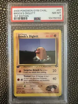 2000 POKEMON GYM CHALLENGE 67 BROCK'S DIGLETT 1ST EDITION - PSA MINT 8 - Image 1