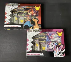 Pokemon Celebration Lance's Charizard V & Dark Sylveon V Collection Boxes Sealed - Image 1
