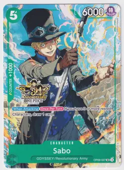 Sabo OP09-027 3rd Anniversary Promo NM One Piece TCG English - Image 1