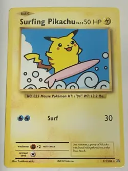 Pokemon Surfing Pikachu Card 111/108 XY Evolutions Secret Rare NM Condition - Image 1
