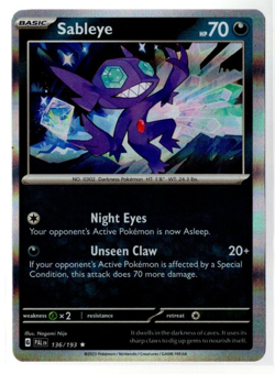 Sableye 136/193 Holographic Rare Paldea Evolved Pokemon TCG Near Mint - Image 1
