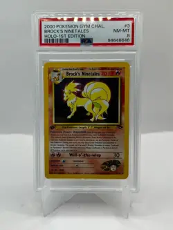 Pokemon - 3/132 Brock's Ninetales 1st Edition Holo PSA 8 Gym Challenge - Image 1