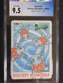 Pokemon Squirtle Japanese Sealdass Stitch Touch #03 CGC 10 psa - Image 1