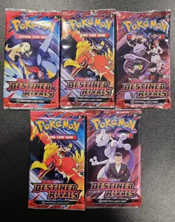 Pokemon TCG: Scarlet and Violet Destined Rivals Booster Packs Sealed 5 Lot - Image 1