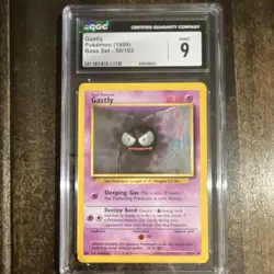 CGC 9 Gastly 50/102 Base Set Regular English 1999 Pokemon TCG - Image 1
