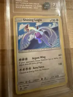 2017 POKEMON SM BLACK STAR PROMO #SM82 SHINING LUGIA-HOLO TAG 7.5 NM+ 👀 - Image 2