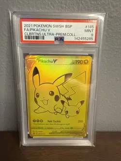 Pikachu V Gold PSA 9 and Pokeball SWSH145/SWSH146 Pokemon Celebrations Sealed - Image 2
