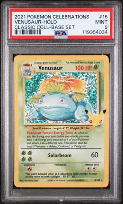 PSA 9 - Venusaur 15/102 Holo Rare Celebrations Classic Collection Pokemon 25th - Image 1
