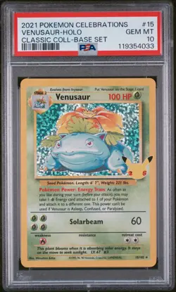 PSA 10 - Venusaur 15/102 Holo Rare Celebrations Classic Collection Pokemon 25th - Image 1