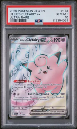 PSA 10 Lillie's Clefairy ex 173/159 Full Art Ultra Rare Journey Together Pokemon - Image 1